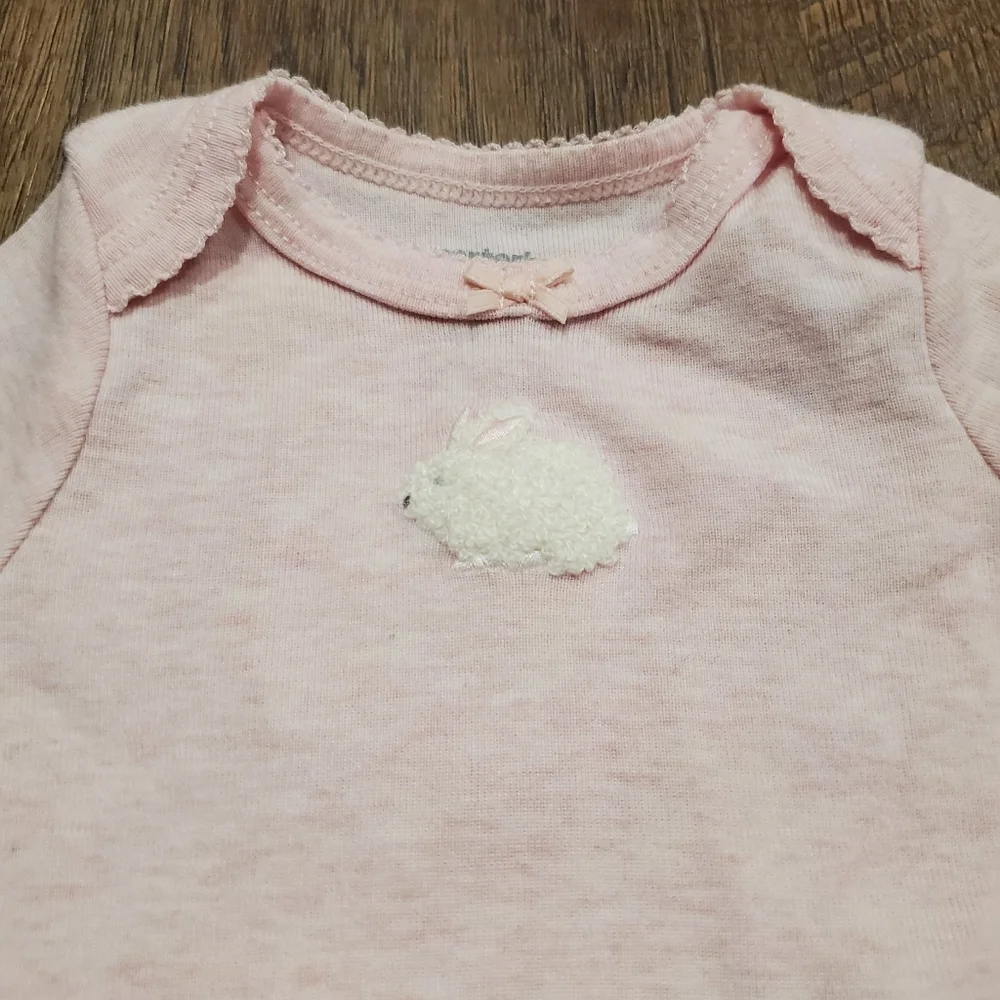 Carter Bunny Sleep Gown Baby Girl Sleeper Sleep Sack Cotton Pastel Pink White NB